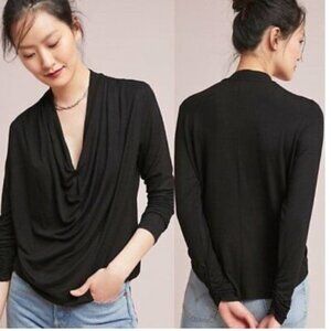 Anthropologie Maeve Melissa  Draped Black Top